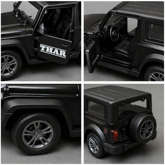 Thar 4x4 Toy Car 1:32 Die Cast Metal SUV Model – Pull Back Action Vehicle with Opening Doors, Rubber Tyres & Detailed Interior